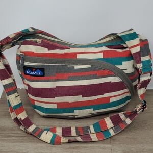 Kavu Crossbody Bag in Red and Green with Vibrant Stripes